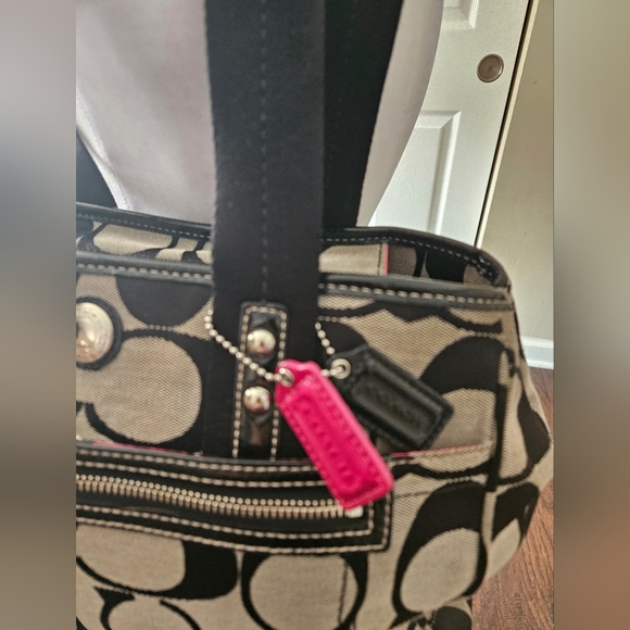 COACH AUTHENTIC BAG F14878 DAISY SIGNATURE CANVAS LEATHER TRIM B PREOWNED - Picture 5 of 15